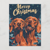 Vizsla Vrolijk kerstfeest Briefkaart (Voorkant)