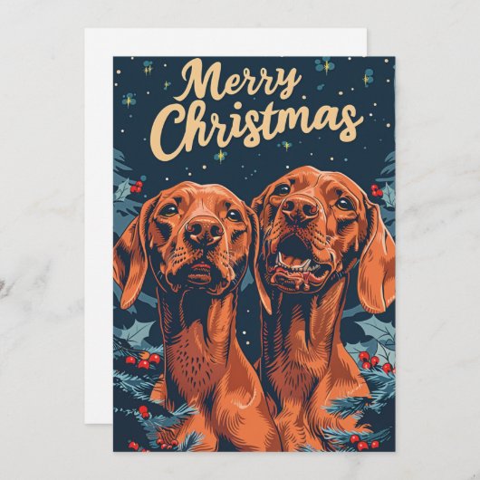 Vizsla Vrolijk kerstfeest Feestdagenkaart (Voorkant / Achterkant)