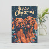 Vizsla Vrolijk kerstfeest Feestdagenkaart (Staand voorkant)
