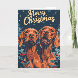 Vizsla Vrolijk Kerstfeest Gepersonaliseerd Feestdagen Kaart