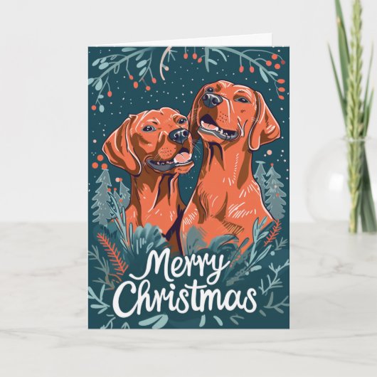 Vizsla Vrolijk Kerstfeest Gepersonaliseerd Feestdagen Kaart (Voorkant)