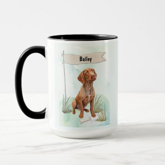Vizsla Watercolor Personalized Dog Mok (Links)