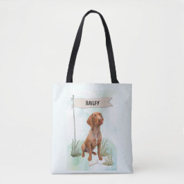 Vizsla Watercolor Personalized Dog Tote Bag