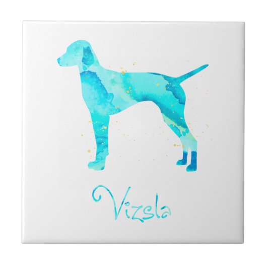 Vizsla Waterverf Design Tegeltje (Voorkant)