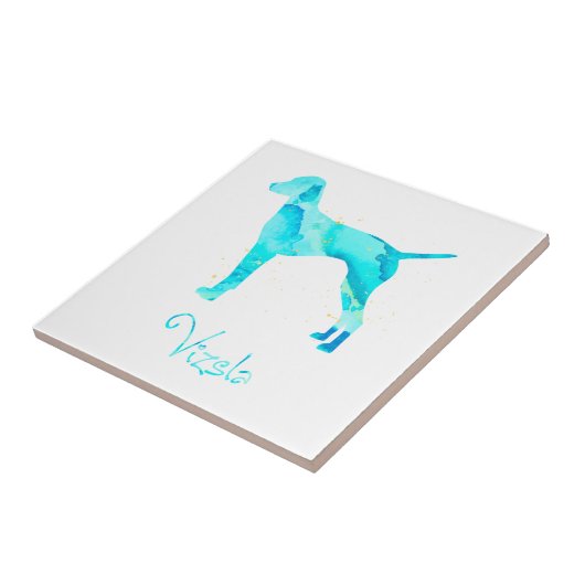 Vizsla Waterverf Design Tegeltje (Zijkant)