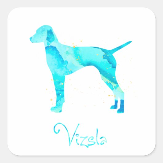 Vizsla Waterverf Design Vierkante Sticker (Voorkant)