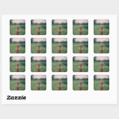 Vizsla zittend vierkante sticker (Vel)