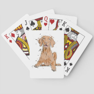 Vizsla Zittende Cartoon Pokerkaarten