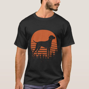 Vizsla Zonsondergang Retro Honden Silhouet T-shirt