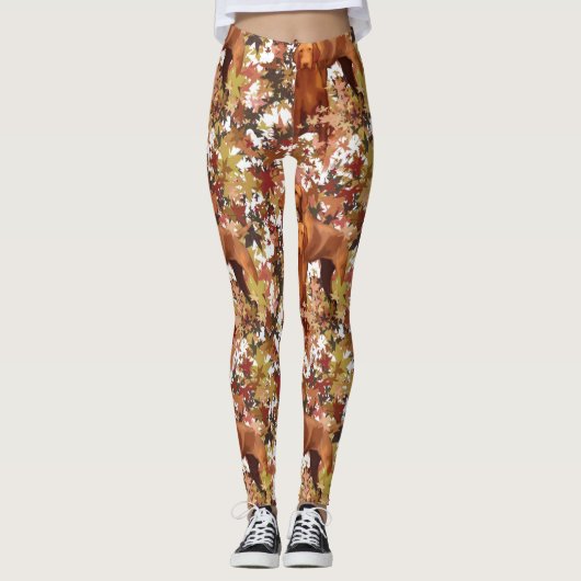 Vizslas en Autumn Leaves Leggings (Voorkant)
