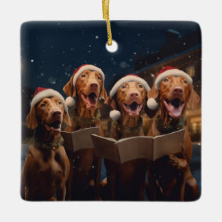 Vizslas Kerstmis Caroling feestelijke vakantie Keramisch Ornament