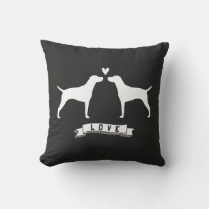 Vizslas Liefde - Honden Silhouetten met Hart Kussen