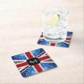 VK-vlag rood blauw wit glitters glanst Monogram Kartonnen Onderzetters (Insitu)