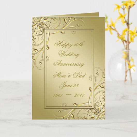 Vlaams 50e bruiloft Jubileum Kaart (Gele Bloem)