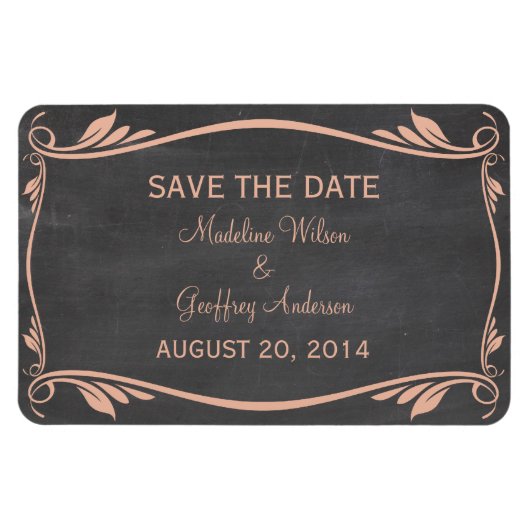 Vlaams Chalkboard sparen de Datum Magnet, Peach Magneet (Horizontaal)