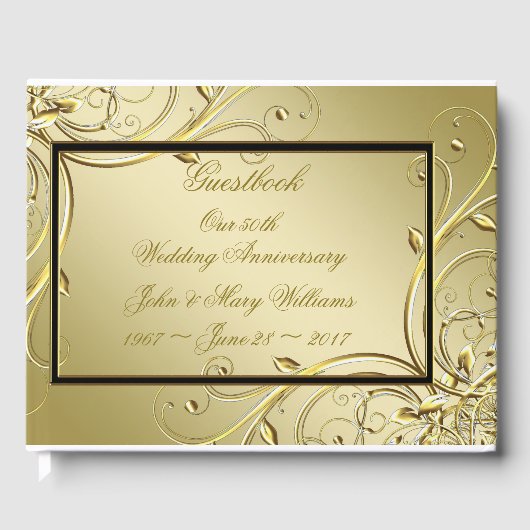 Vlaams Gold Black 50th Wedding Jubileum Gastenboek (Voorkant)