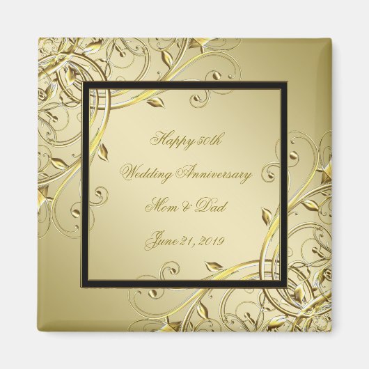 Vlaams Gold Black 50th Wedding Jubileum Magneet (Voorkant)