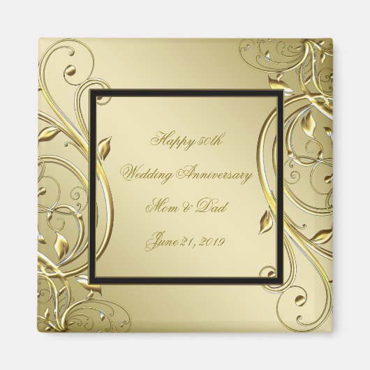 Vlaams Gold Black 50th Wedding Jubileum Magneet (Voorkant)