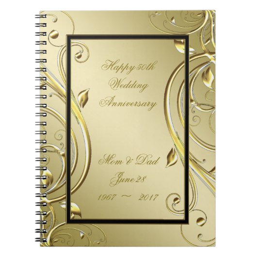 Vlaams Gold Black 50th Wedding Jubileum Notitieboek (Voorkant)