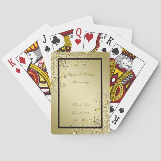 Vlaams Gold Black 50th Wedding Jubileum Pokerkaarten (Achterkant)