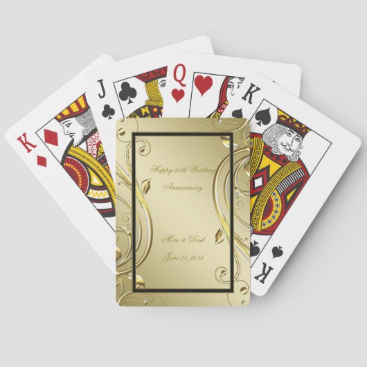 Vlaams Gold Black 50th Wedding Jubileum Pokerkaarten (Achterkant)