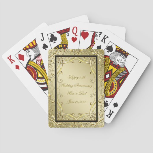 Vlaams Gold Black 50th Wedding Jubileum Pokerkaarten (Achterkant)