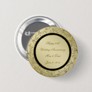 Vlaams Gold Black 50th Wedding Jubileum Ronde Button 5,7 Cm