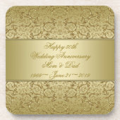 Vlaams Golden 50th Wedding Jubileum Bier Onderzetter (Voorkant)