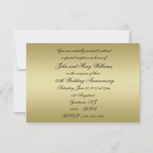 Vlaams Golden 50th Wedding Jubileum Kaart (Achterkant)