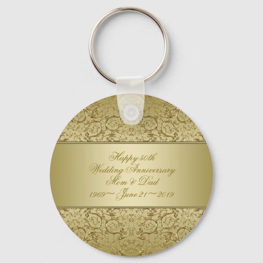 Vlaams Golden 50th Wedding Jubileum Sleutelhanger (Voorkant)