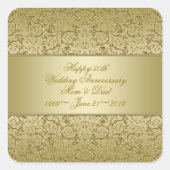Vlaams Golden 50th Wedding Jubileum Vierkante Sticker (Voorkant)