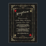 Vlaams goudkunst Deco Casino Wedding Details Informatiekaartje<br><div class="desc">Stijlvol Casino Royale en Great Gatsby, het kaartontwerp. Het is voorzien van een gouden zwarte decostijl, een Roaring uit 1920's oude Hollywood faux gouden bloeiende lijst, rode harten, Q en K op twee hoeken (het simuleren van speelkaarten), op een gouden zwarte Art Deco patroonachtergrond. Gebruik het gereedschap Personaliseren om je...</div>