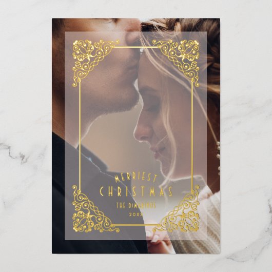 Vlaams kerstbedekking Vellum Effect Folie Uitnodiging (Voorkant)