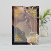  Vlaams kerstbedekking Vellum Effect Folie Uitnodiging (Staand Voorkant)