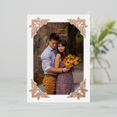 Vlaams Lijst Hoeken Fancy Foto Folie Uitnodiging (Staand Voorkant)