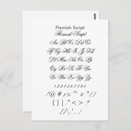 Vlaams Manuscript - het Blad van de Steekproef van Briefkaart (Voorkant / Achterkant)