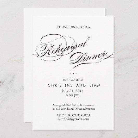 Vlaams Manuscript Rehearsal Dinner Kaart (Voorkant / Achterkant)