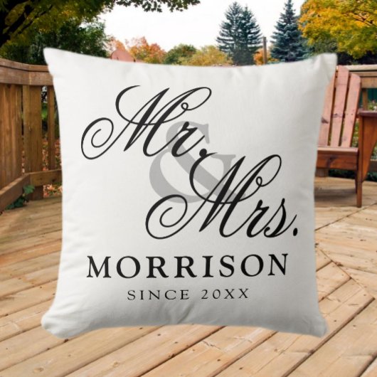 Vlaams Minimalistisch Elegant Script Mr en Mrs Kussen