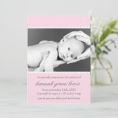 Vlaams nieuwe babyaankondigingen (Bleek roze) Aankondiging (Staand voorkant)