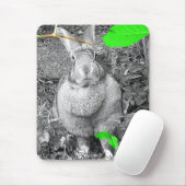 Vlaams reuzenkonijn B & W met groene bladeren Muismat (Met muis)