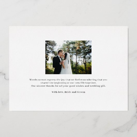 Vlaams Script REAL FOLIE Foto Hartelijk dank Folie Uitnodiging (Achterkant)