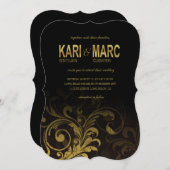 Vlaams Scroll Wedding | zwart en goud Kaart (Voorkant / Achterkant)