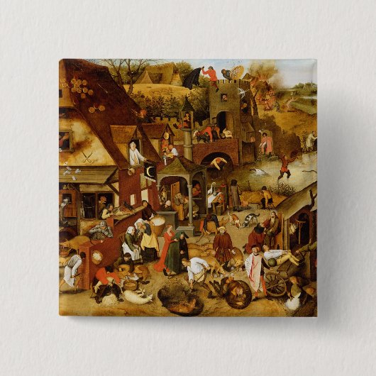 Vlaams spreekwoord vierkante button 5,1 cm (Voorkant)