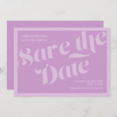 Vlaams Typografiellavender Lila Opslaan Datum Save The Date (Voorkant / Achterkant)