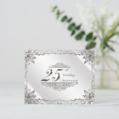 Vlaams Zilver 25th Wedding Jubileum Invite Kaart (Staand voorkant)