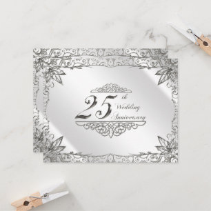Vlaams Zilver 25th Wedding Jubileum Invite Kaart