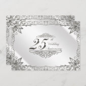 Vlaams Zilver 25th Wedding Jubileum Invite Kaart (Voorkant / Achterkant)