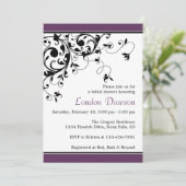 Vlaams Zwirl Eggplant Bridal Shower Invitations Kaart (Staand voorkant)