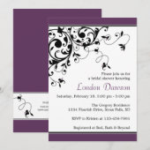 Vlaams Zwirl Eggplant Bridal Shower Invitations Kaart (Voorkant / Achterkant)