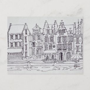 Vlaamse architectuur aan het water, Gent, België Briefkaart